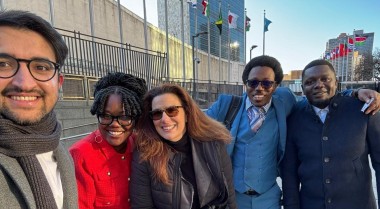 CSPPS members standing in front of the UN